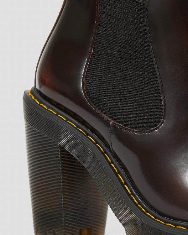 Dr Martens Dámské Boty Na Vysokém Podpatku Hurston Arcadia Červené, CZ-372649